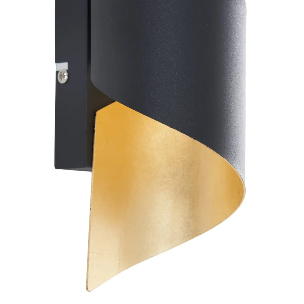 Lindby vegglampe Desirio, svart/gull, 24 cm, metall Clearance