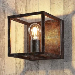 Lindby vegglampe Emin, bredde 18 cm, rustfarget, metall Clearance