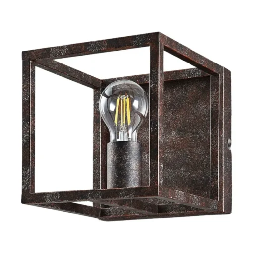 Lindby vegglampe Emin, bredde 18 cm, rustfarget, metall Clearance
