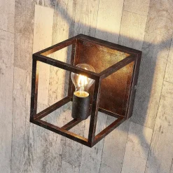 Lindby vegglampe Emin, bredde 18 cm, rustfarget, metall Clearance