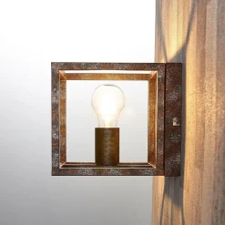 Lindby vegglampe Emin, bredde 18 cm, rustfarget, metall Clearance