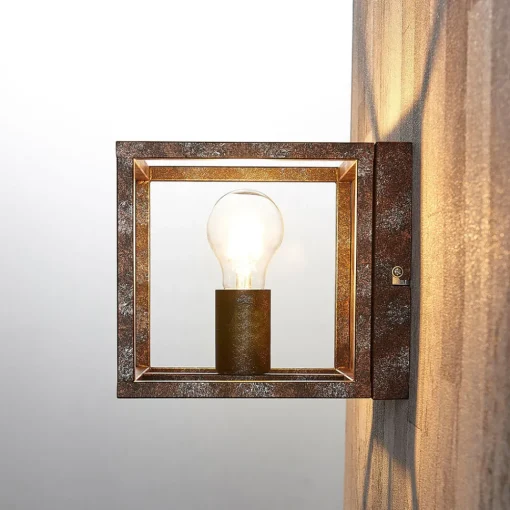 Lindby vegglampe Emin, bredde 18 cm, rustfarget, metall Clearance