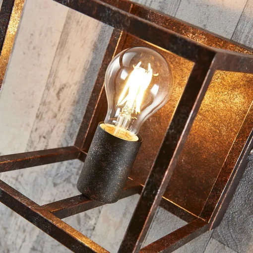 Lindby vegglampe Emin, bredde 18 cm, rustfarget, metall Clearance