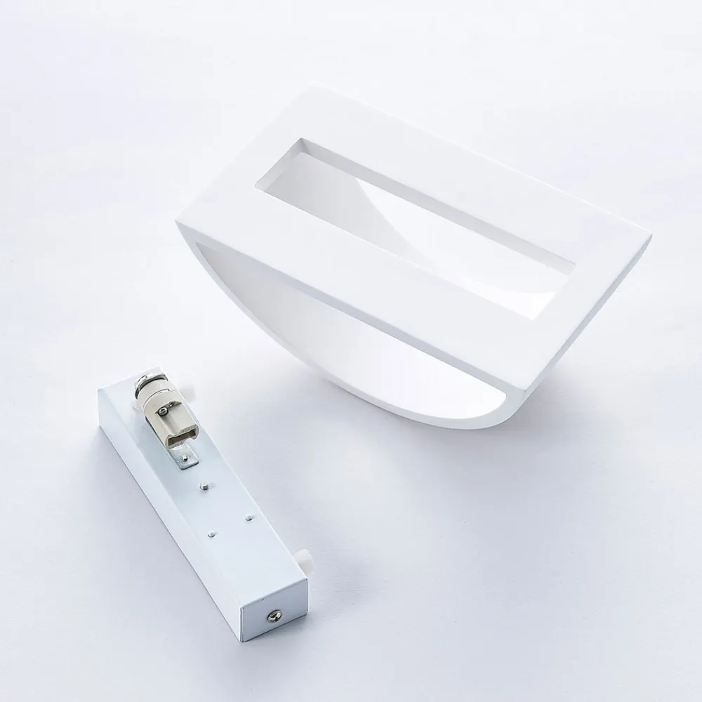 Lindby vegglampe Heiko, opp/ned, gips, hvit, høyde 12 cm Clearance