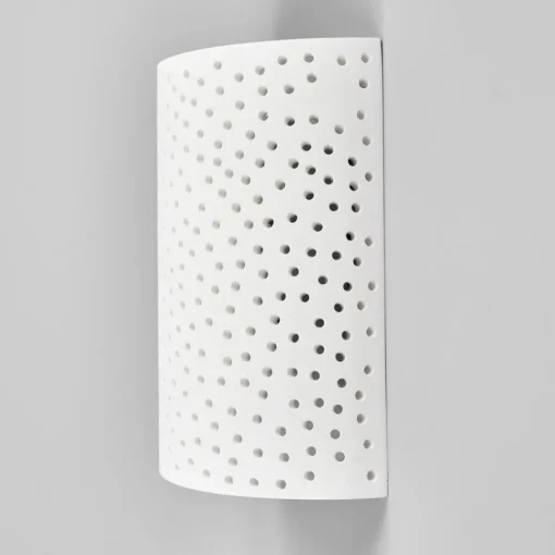 Lindby vegglampe Jiru, høyde 23 cm, hvit, halvsirkelformet, gips Outlet