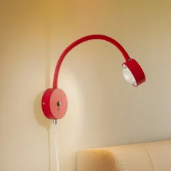Lindby vegglampe Jyla, rød/hvit, linse, 3000K, GX53, fleksibel arm Best