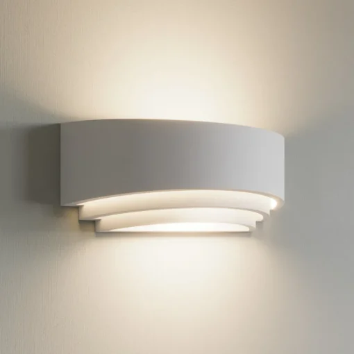 Lindby vegglampe Lucien, hvit, gips, malbar, opp/ned, E14 Outlet