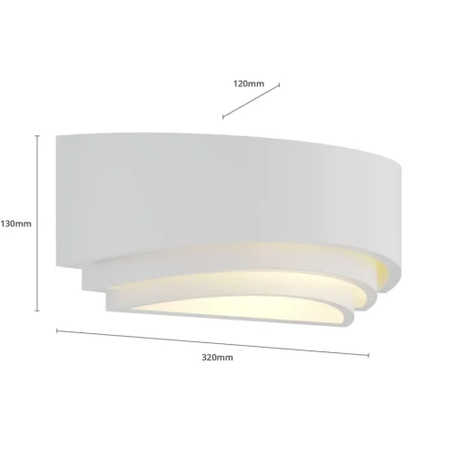 Lindby vegglampe Lucien, hvit, gips, malbar, opp/ned, E14 Outlet