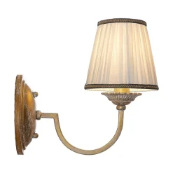 Lindby vegglampe Lumiel, krem/messing, tekstil, 27 cm New