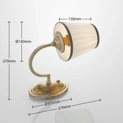 Lindby vegglampe Lumiel, krem/messing, tekstil, 27 cm New