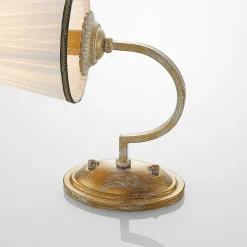 Lindby vegglampe Lumiel, krem/messing, tekstil, 27 cm New