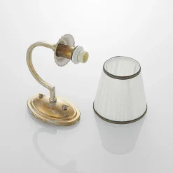 Lindby vegglampe Lumiel, krem/messing, tekstil, 27 cm New