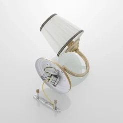 Lindby vegglampe Lumiel, krem/messing, tekstil, 27 cm New