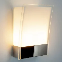 Lindby vegglampe Malthe, høyde 27 cm, krom, glass, metall| Design- Og Hotellbelysning|Vegglamper