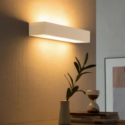 Lindby vegglampe Matteo, hvit, gips, 36 cm, E14, lakkerbar Sale
