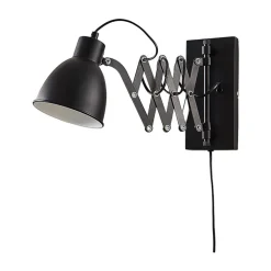 Lindby vegglampe Merle, svart, 60 cm, leselampe, uttrekkbar| Vegglamper