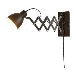 Lindby vegglampe Merle, svart, 60 cm, leselampe, uttrekkbar| Vegglamper
