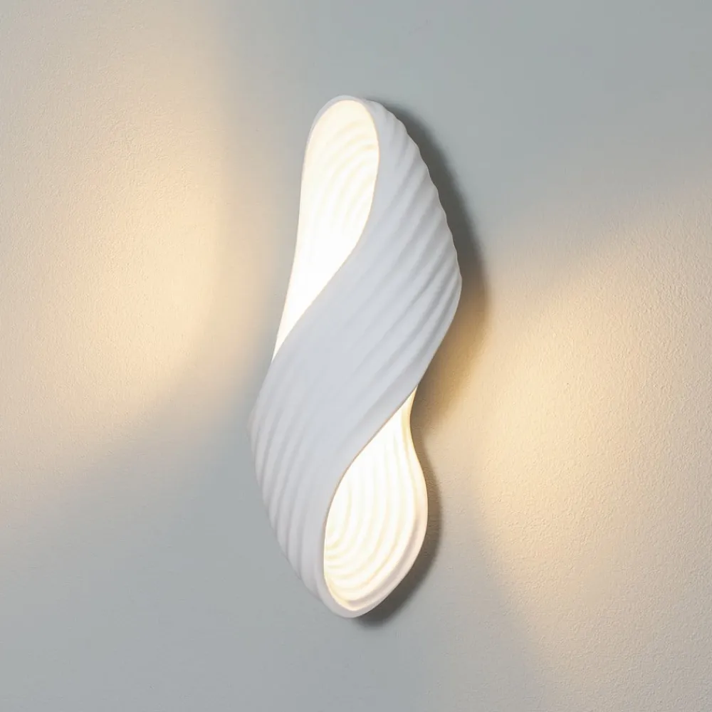 Lindby vegglampe Ornela, hvit, gips, høyde 29,5 cm| Vegglamper