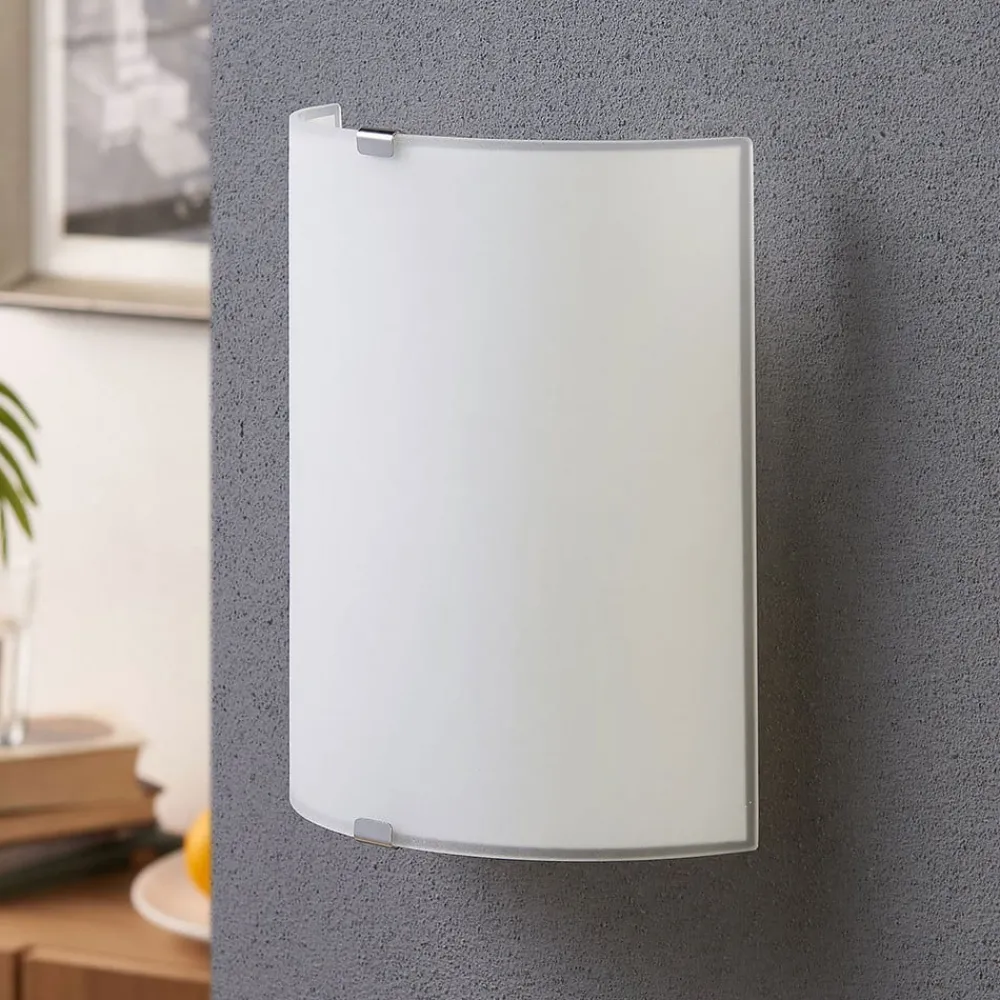 Lindby vegglampe Phil, hvit, glass, høyde 21 cm| Design- Og Hotellbelysning|Vegglamper