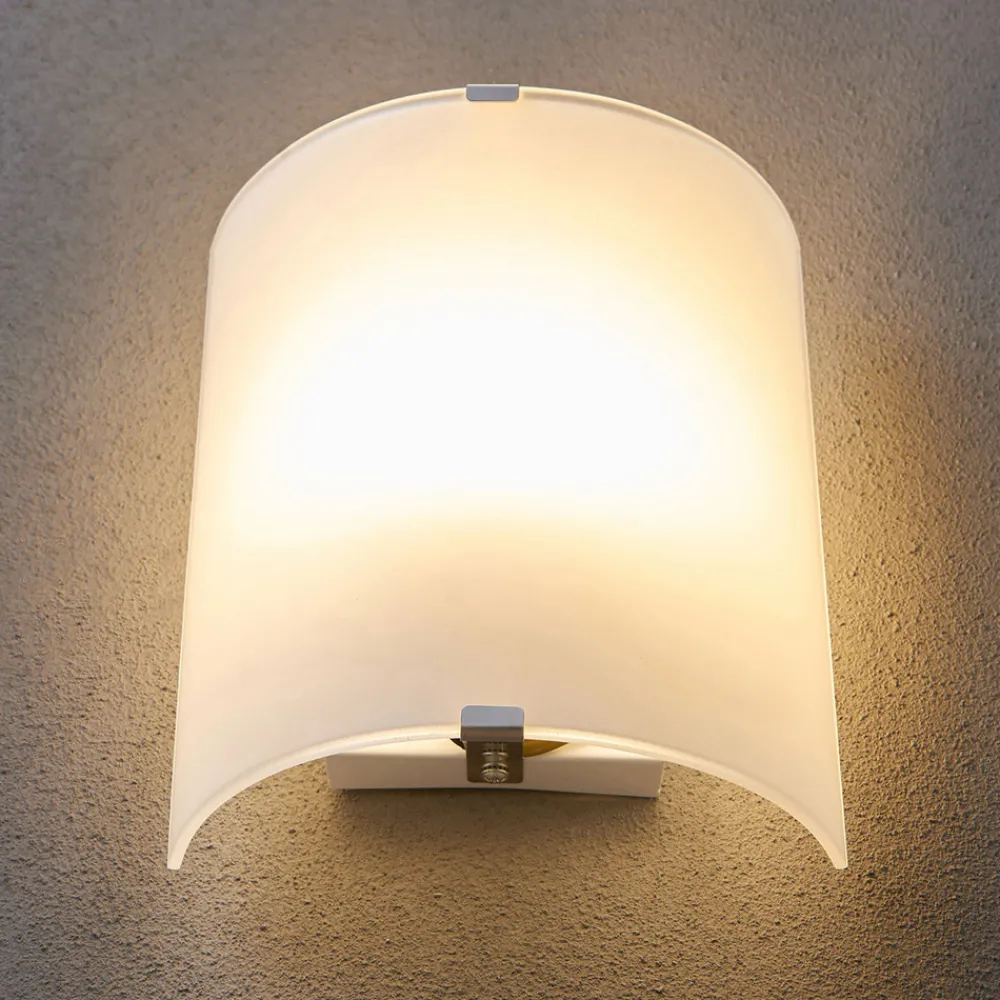 Lindby vegglampe Phil, hvit, glass, høyde 21 cm, sett med 3 stk Online