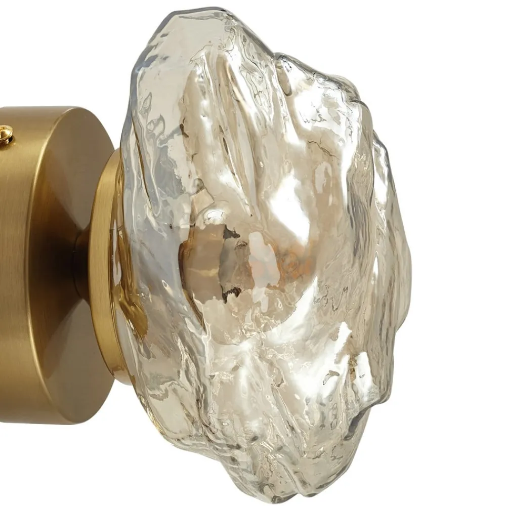 Lindby vegglampe Piatra, rav/messing, glass, Ø 16 cm, G9| Vegglamper