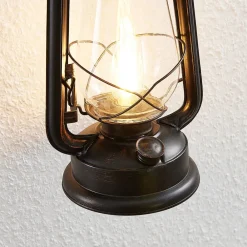 Lindby vegglampe Raisa, rustfarget, metall, lykt, E14| Design- Og Hotellbelysning|Vegglamper