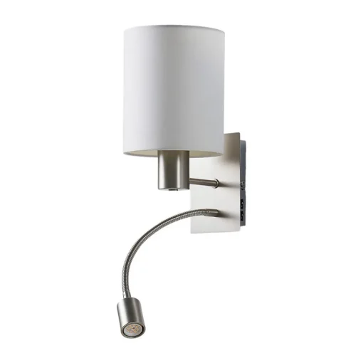 Lindby vegglampe Shajan, 29 cm, tekstil, E27, LED-leselampe
