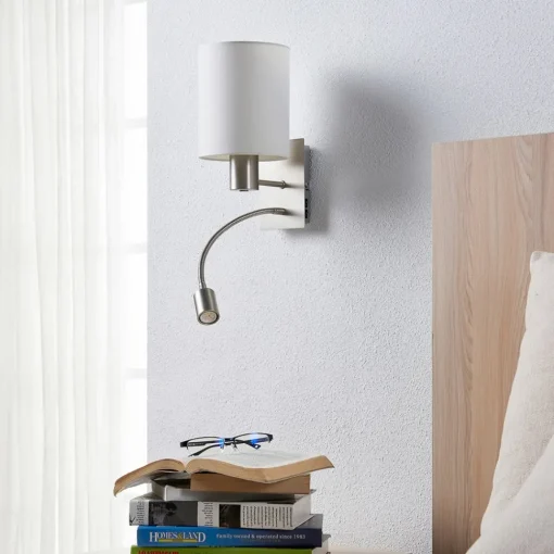 Lindby vegglampe Shajan, sett med 2, 29 cm, E27, LED-leselampe| Vegglamper