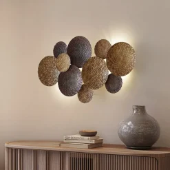 Lindby vegglampe Soraya, gull/kobber, metall, 2 lyskilder, 51 cm| Design- Og Hotellbelysning|Vegglamper
