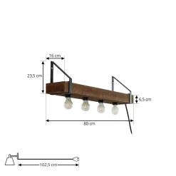 Lindby vegglampe Vatana, tre, støpsel, USB-port, 80 cm| Vegglamper