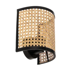 Lindby vegglampe Yaelle, 20 cm høy, rotting, svart, E27 Hot