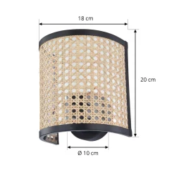 Lindby vegglampe Yaelle, 20 cm høy, rotting, svart, E27 Hot