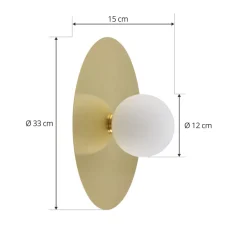 Lindby vegglampe Zain, gull/hvit, glass, Ø 33 cm, G9 Outlet