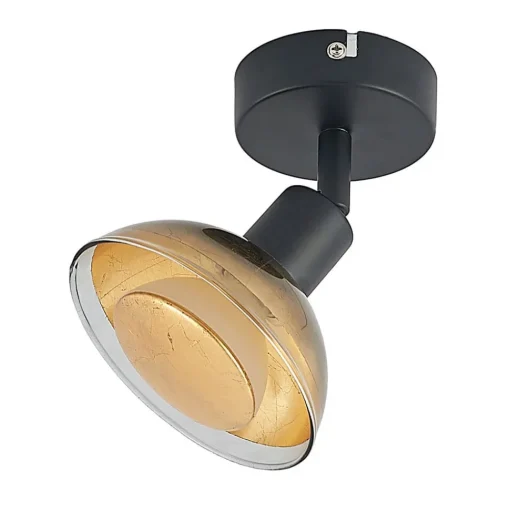 Lindby veggspotlight Erin, svart/gull, Ø 12 cm, glass| Spotter I Tak