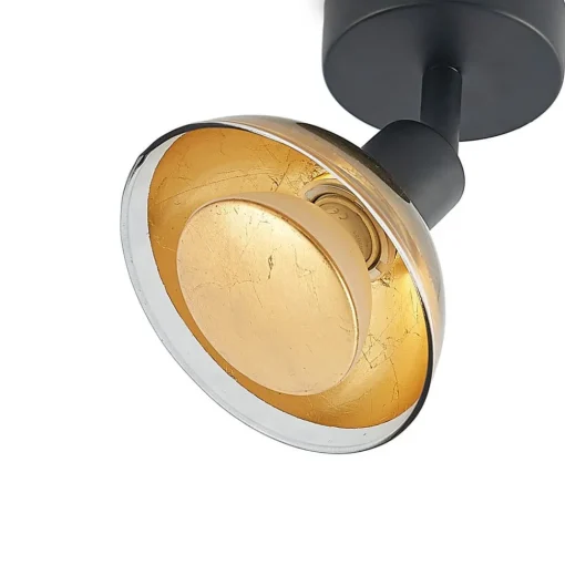Lindby veggspotlight Erin, svart/gull, Ø 12 cm, glass| Spotter I Tak
