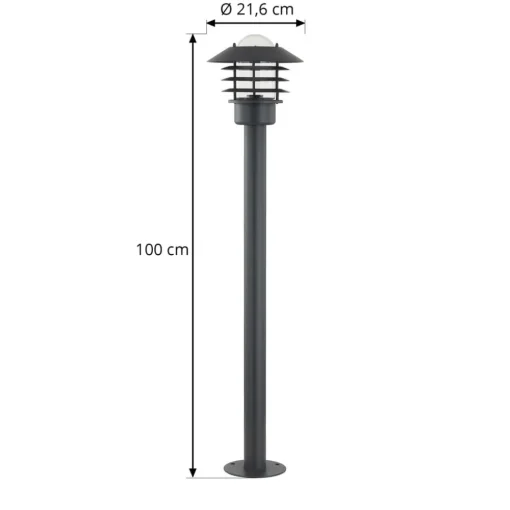 Lindby veilampe Belmiro, jern, 100 cm høy, E27, svart Hot