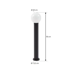 Lindby veilampe Dangan, hvit, høyde 90 cm, glass, metall| Gatebelysning Med Sensor|Terrassebelysning