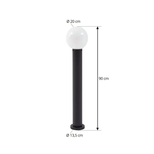 Lindby veilampe Dangan, hvit, høyde 90 cm, glass, metall| Gatebelysning Med Sensor|Terrassebelysning