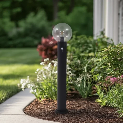 Lindby veilampe Dangan, klar, 90 cm, glass, sensor| Gatebelysning Med Sensor|Utebelysning Med Sensor