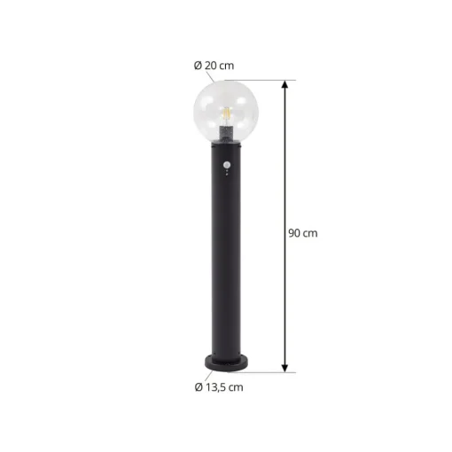 Lindby veilampe Dangan, klar, 90 cm, glass, sensor| Gatebelysning Med Sensor|Utebelysning Med Sensor