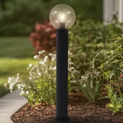 Lindby veilampe Dangan, klar, høyde 90 cm, glass, metall| Terrassebelysning