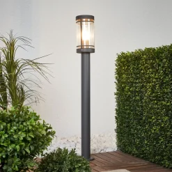 Lindby veilampe Djori, 80 cm, antrasitt, stål, E27| Sokkellamper Med Sensor|Terrassebelysning