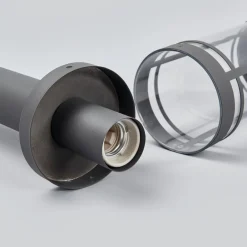 Lindby veilampe Djori, 80 cm, antrasitt, stål, E27| Sokkellamper Med Sensor|Terrassebelysning