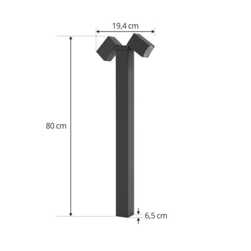 Lindby veilampe Othil, 2 lyskilder, 80 cm, antrasitt, metall| Gatebelysning, Pullert Belysning