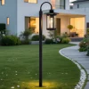 Lindby veilampe Zayn, svart, glass, høyde 109 cm, IP65| Gatebelysning Med Sensor|Terrassebelysning