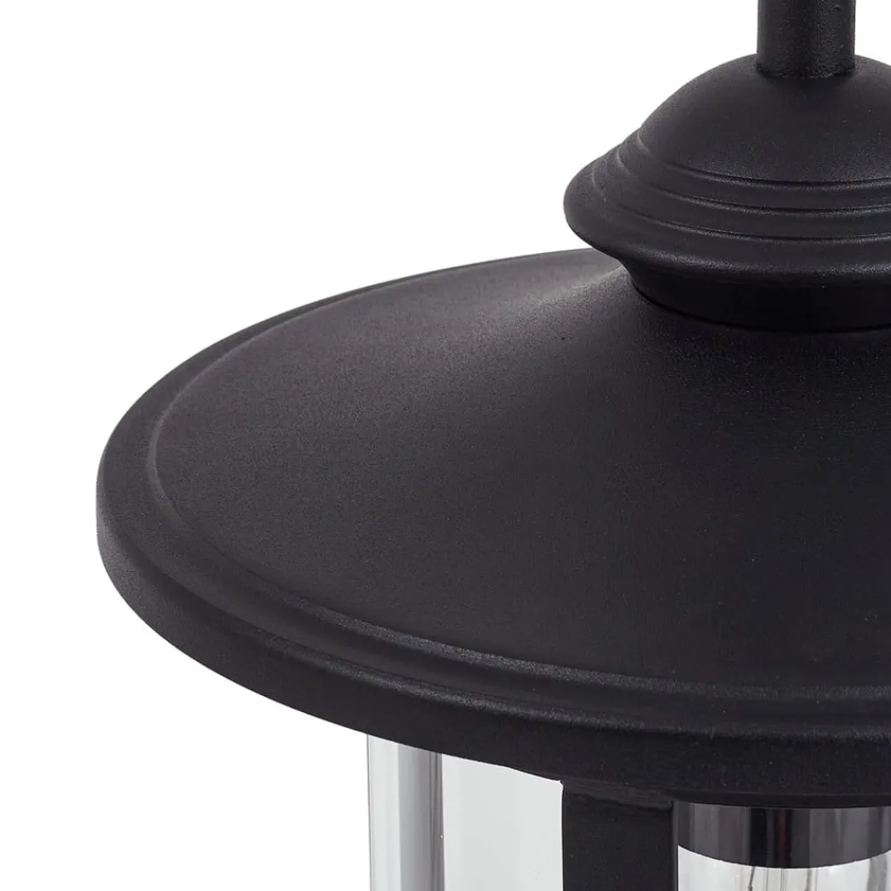 Lindby veilampe Zayn, svart, glass, høyde 109 cm, IP65| Gatebelysning Med Sensor|Terrassebelysning