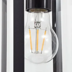 Lindby veilampe Zayn, svart, glass, høyde 109 cm, IP65| Gatebelysning Med Sensor|Terrassebelysning