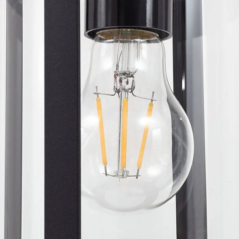 Lindby veilampe Zayn, svart, glass, høyde 109 cm, IP65| Gatebelysning Med Sensor|Terrassebelysning