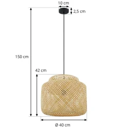 Lindby Venora hengelampe, Ø 40 cm, ett nivå, bambus, E27| Pendellamper