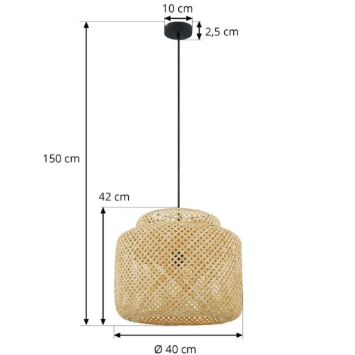 Lindby Venora hengelampe, Ø 40 cm, ett nivå, bambus, E27| Pendellamper